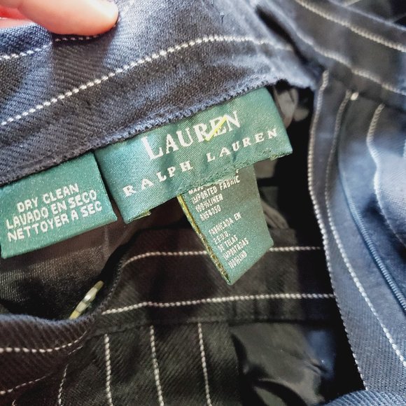 RALPH LAUREN 100% Linen High Rise Pinstriped Pants - Picture 6 of 7